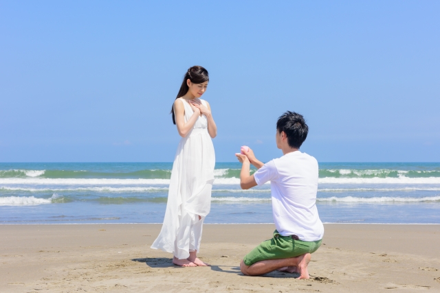プロポーズする男性と女性のイメージ写真