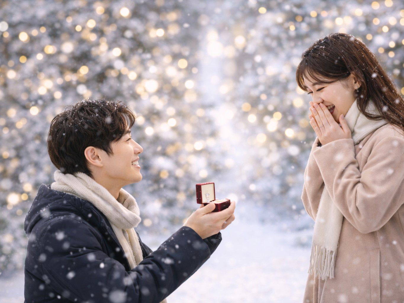 冬プロポーズするカップルイメージ