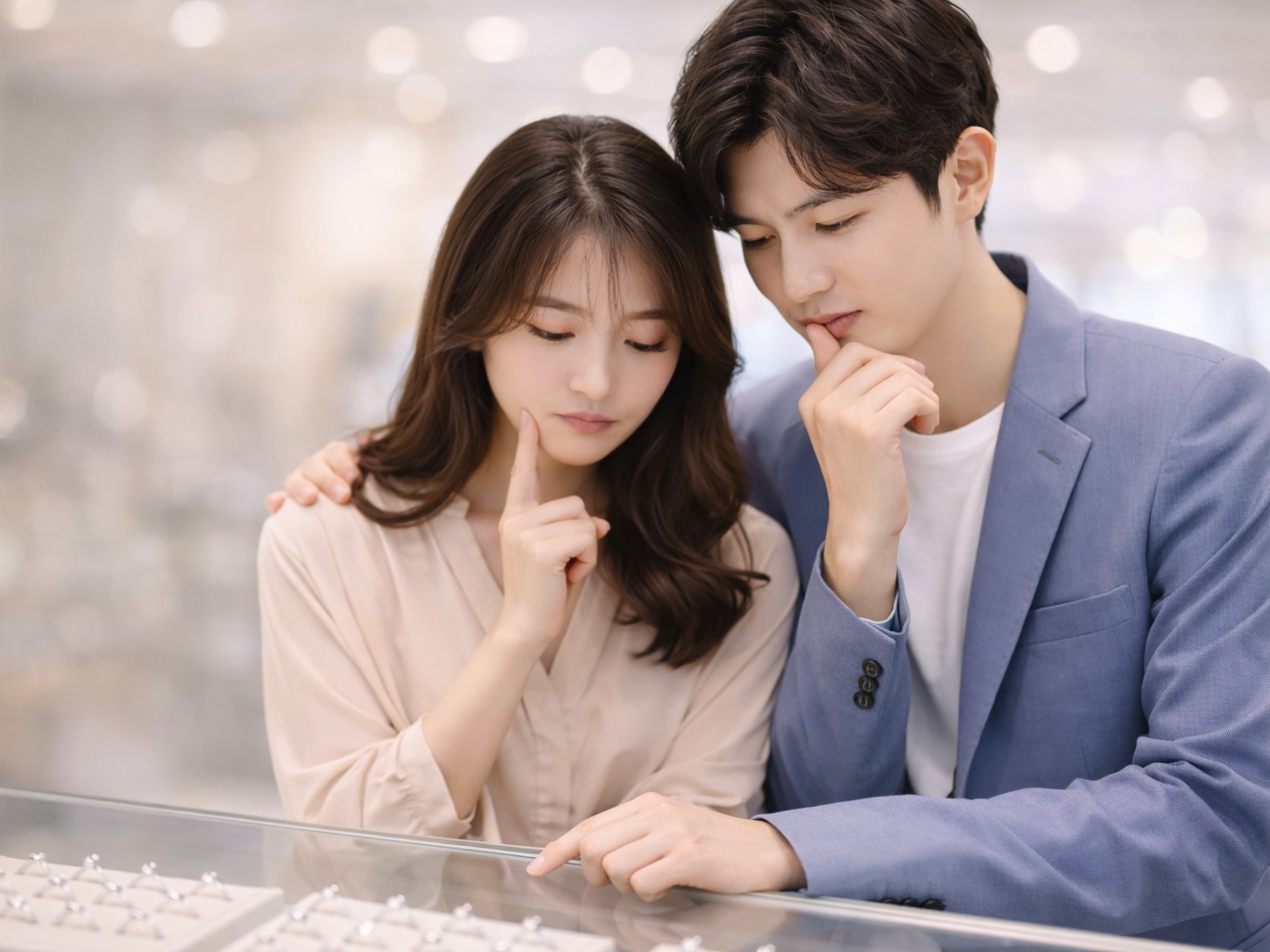 指輪選びで悩むカップルイメージ