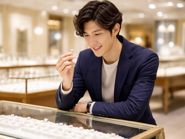 婚約指輪を選ぶ男性